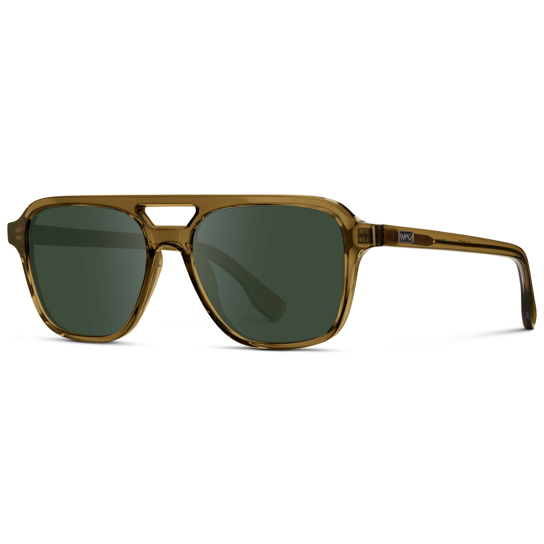 Crystal Verde / G15 || Men's Double Bridge Aviator Prescription Sunglasses with Crystal Verde Acetate Frame and Green Prescription Lens
