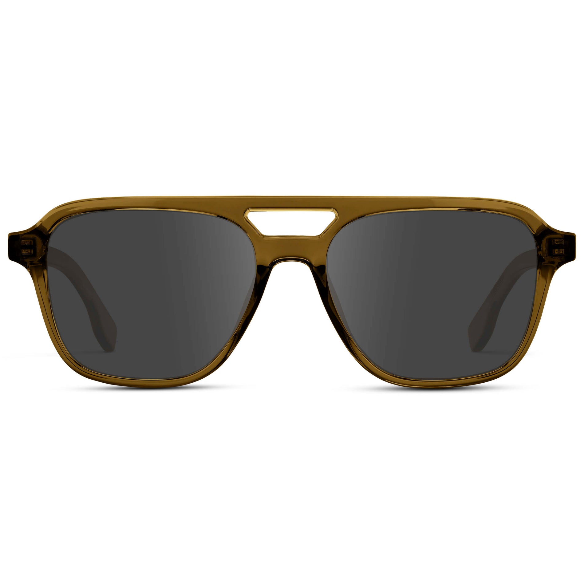 Crystal Verde / Grey || Men's Double Bridge Aviator Prescription Sunglasses with Crystal Verde Acetate Frame and Grey Prescription Lens