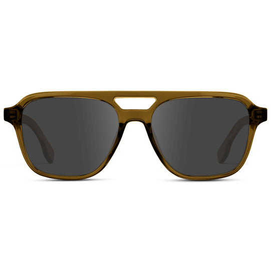 Crystal Verde / Grey || Men's Double Bridge Aviator Prescription Sunglasses with Crystal Verde Acetate Frame and Grey Prescription Lens
