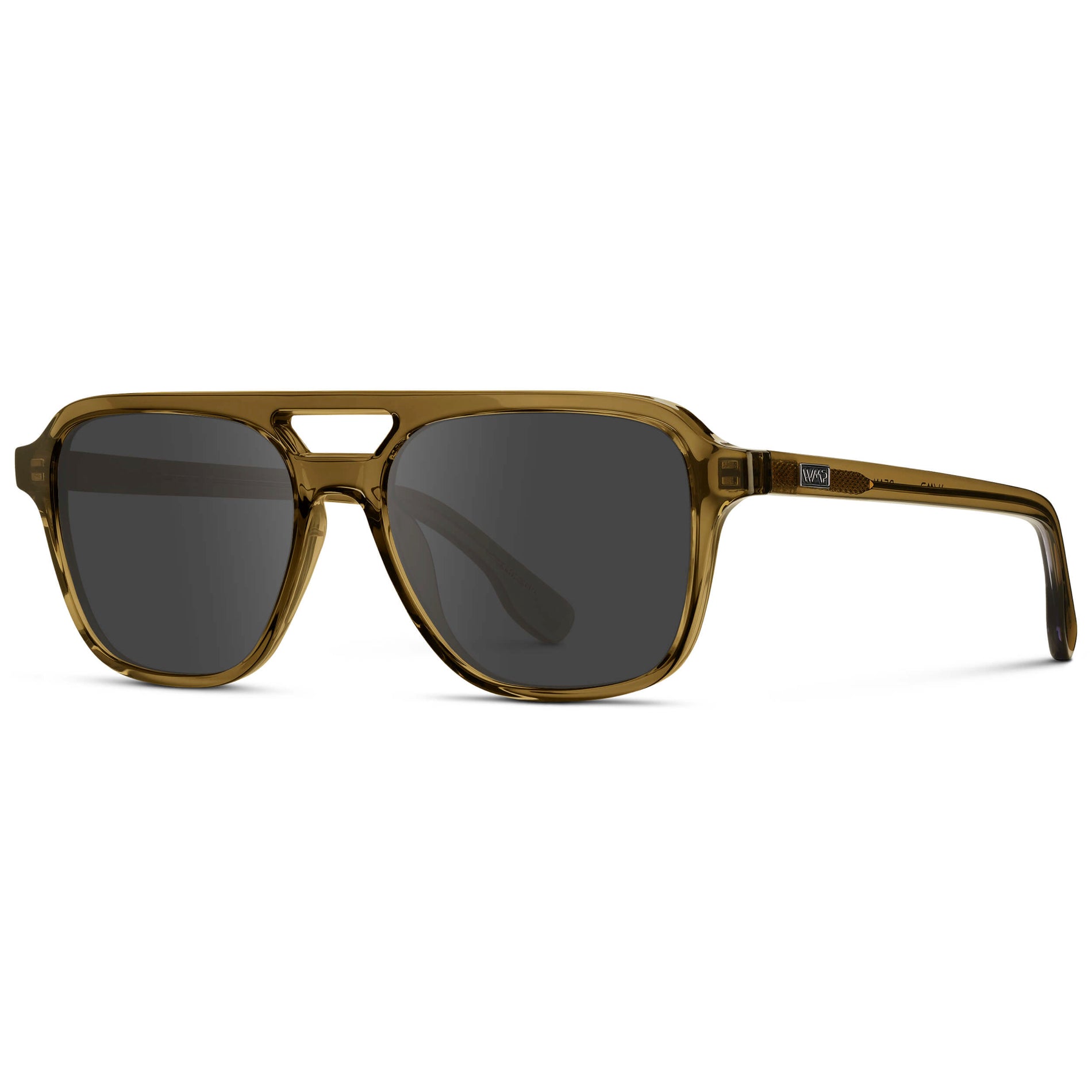 Crystal Verde / Grey || Men's Double Bridge Aviator Prescription Sunglasses with Crystal Verde Acetate Frame and Grey Prescription Lens
