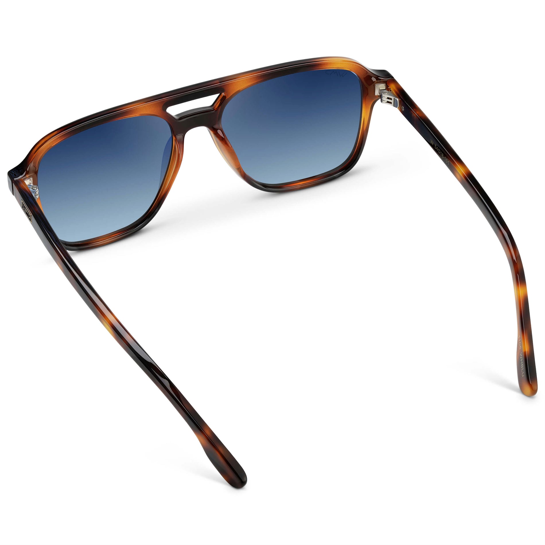 Whiskey Brown Tortoise / Blue Gradient Lens || Men's Double Bridge Aviator Sunglasses with Crystal Verde Acetate Frame and Brown Gradient Polarized Lens
