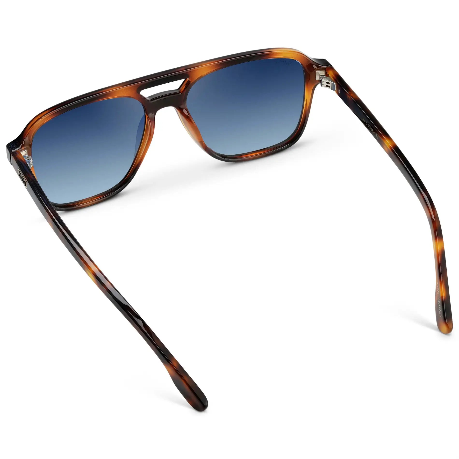 Whiskey Brown Tortoise / Blue Gradient Lens || Men's Double Bridge Aviator Sunglasses with Crystal Verde Acetate Frame and Brown Gradient Polarized Lens