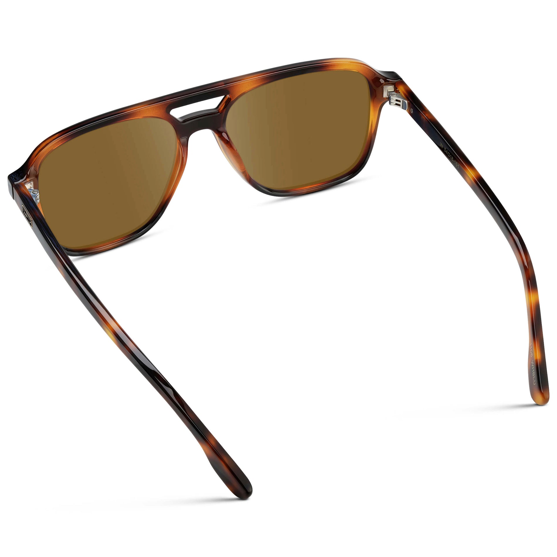 Whiskey Brown Tortoise / Amber || Men's Double Bridge Aviator Prescription Sunglasses with Whiskey Brown Tortoise Acetate Frame and Amber Prescription Lens