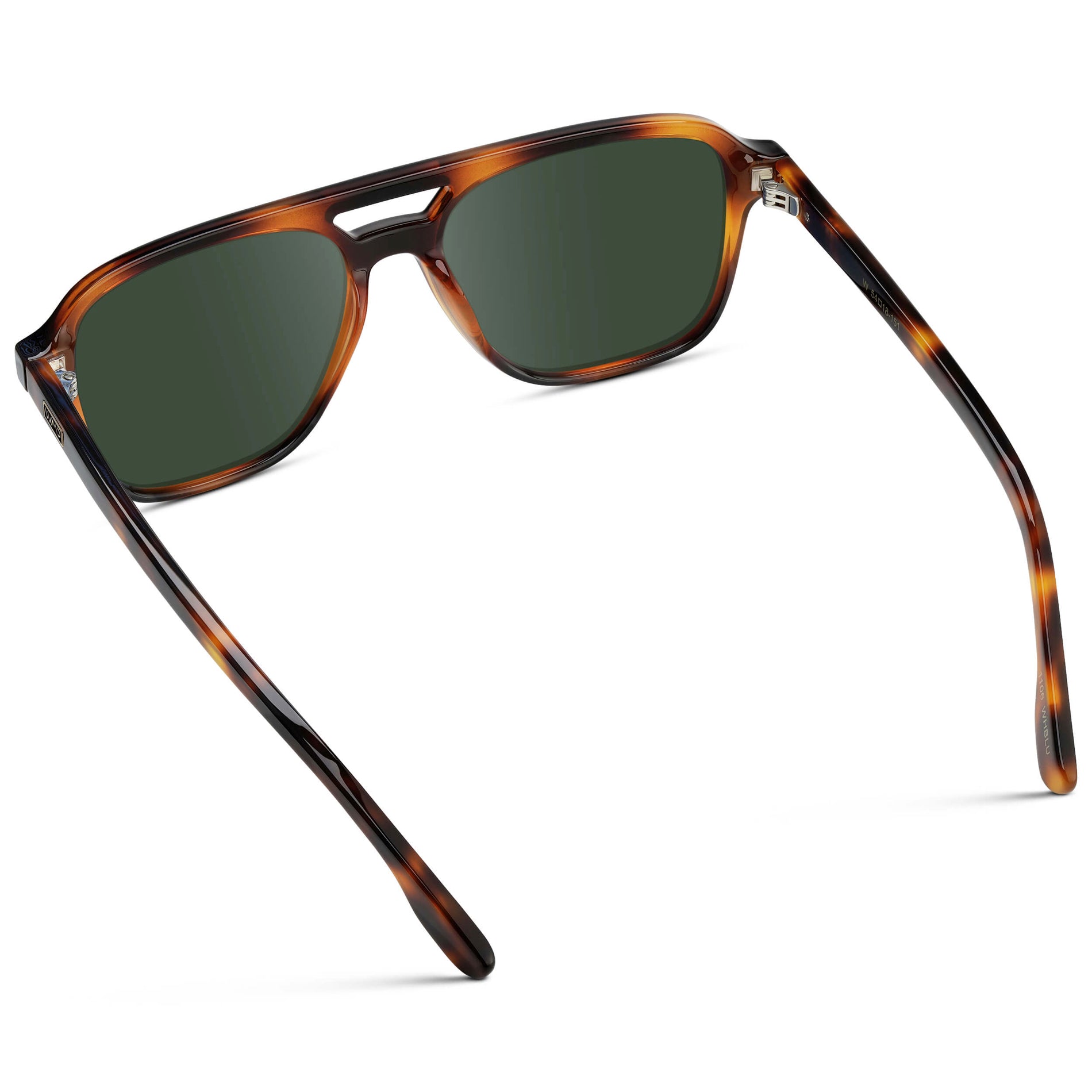 Whiskey Brown Tortoise / G15 || Men's Double Bridge Aviator Prescription Sunglasses with Whiskey Brown Tortoise Acetate Frame and Green Prescription Lens