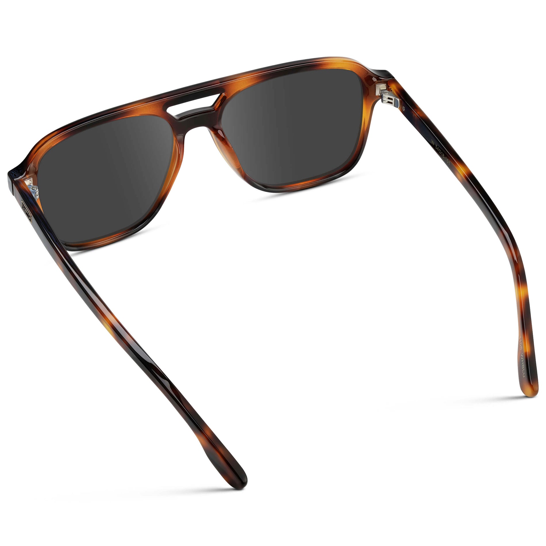 Whiskey Brown Tortoise / Grey || Men's Double Bridge Aviator Prescription Sunglasses with Whiskey Brown Tortoise Acetate Frame and Grey Prescription Lens