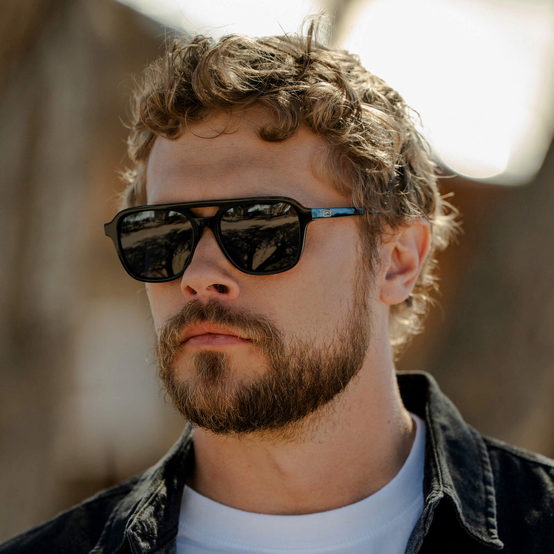 Black / Triple Black Lens || Men's Double Bridge Aviator Sunglasses with Black Acetate Frame and Triple Black Polarized Lens