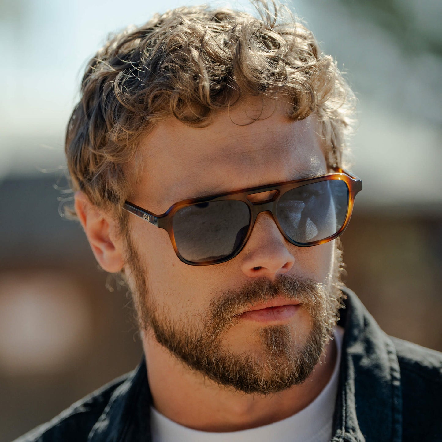 Whiskey Brown Tortoise / Blue Gradient Lens || Men's Double Bridge Aviator Sunglasses with Crystal Verde Acetate Frame and Brown Gradient Polarized Lens