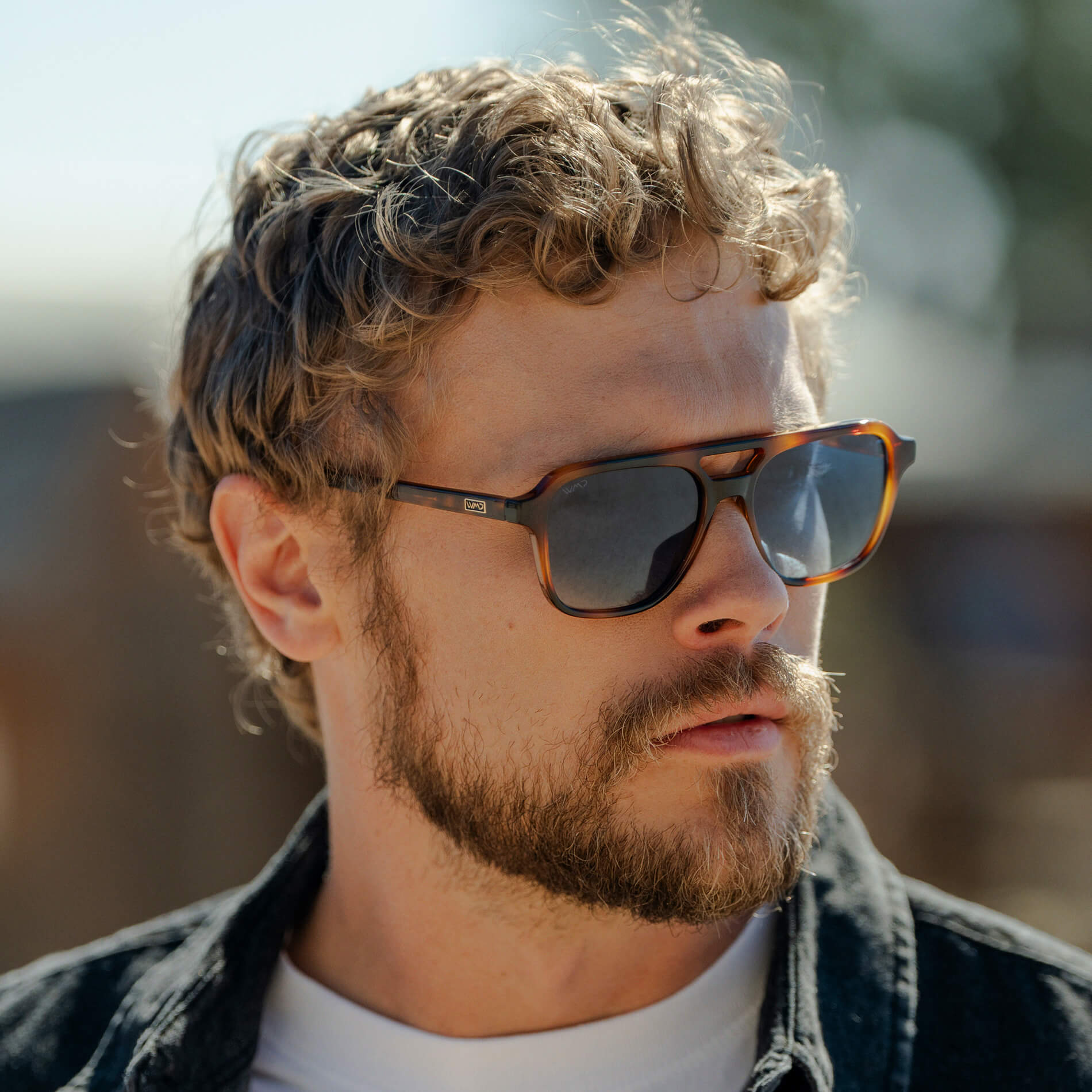 Whiskey Brown Tortoise / Blue Gradient Lens || Men's Double Bridge Aviator Sunglasses with Crystal Verde Acetate Frame and Brown Gradient Polarized Lens