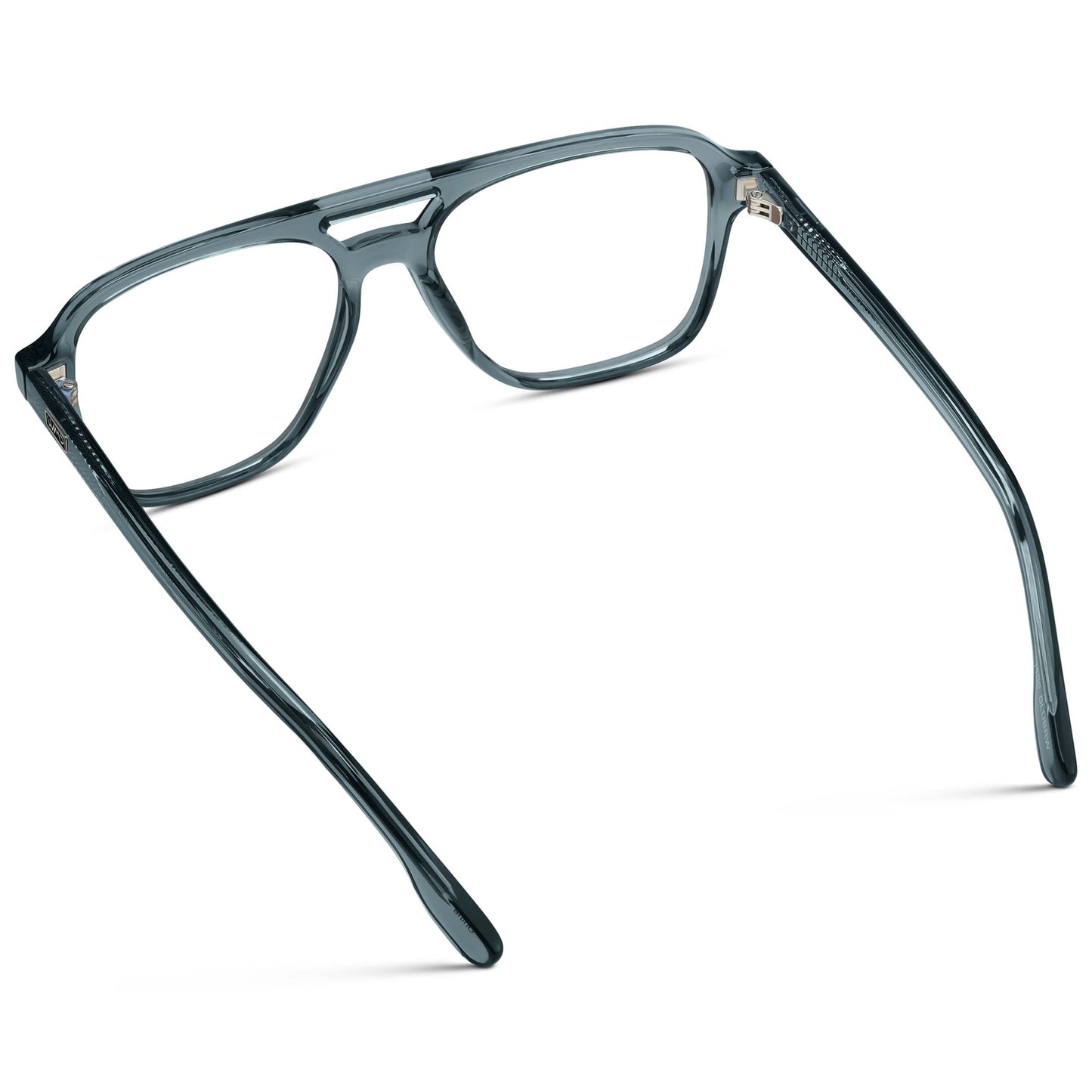 Crystal Stone Blue || Men's Double Bridge Aviator Eyeglasses with Blue Acetate Frame and Clear Prescription Lens