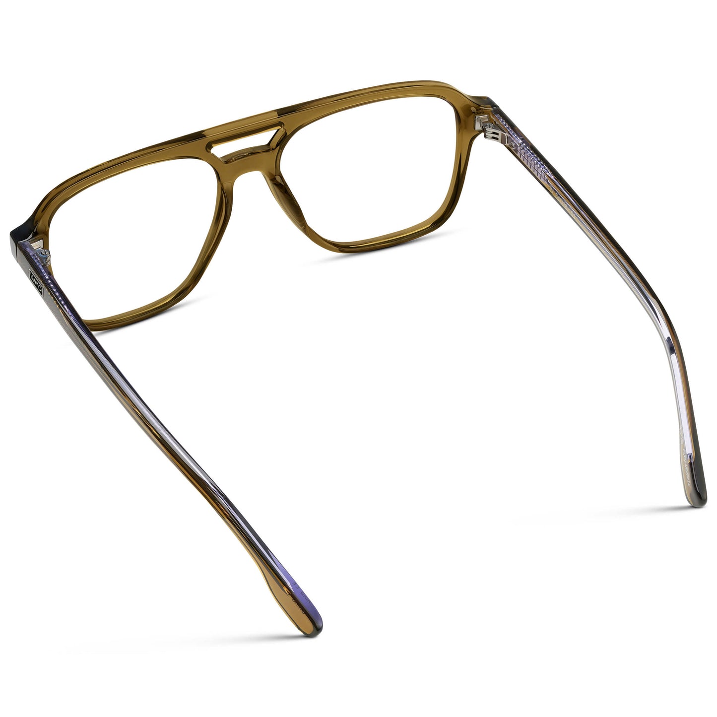Crystal Verde || Men's Double Bridge Aviator Eyeglasses with Crystal Verde Acetate Frame and Clear Prescription Lens
