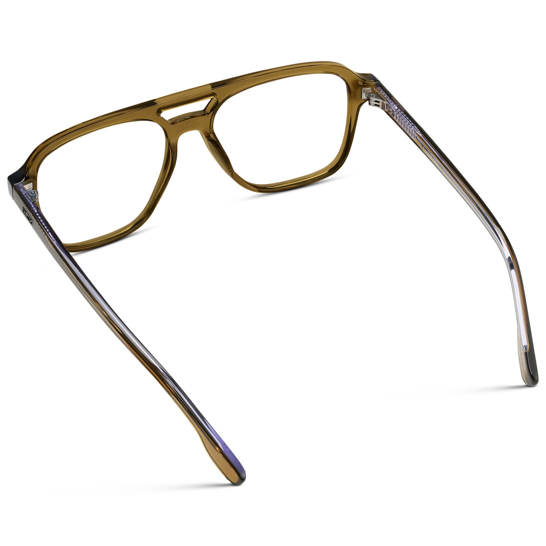 Crystal Verde || Men's Double Bridge Aviator Eyeglasses with Crystal Verde Acetate Frame and Clear Prescription Lens