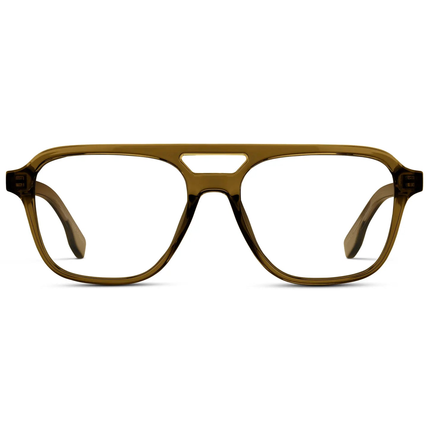 Crystal Verde || Men's Double Bridge Aviator Prescription Eyeglasses with Crystal Verde Acetate Frame and Clear Lens on a white background