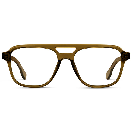 Crystal Verde || Men's Double Bridge Aviator Eyeglasses with Crystal Verde Acetate Frame and Clear Prescription Lens