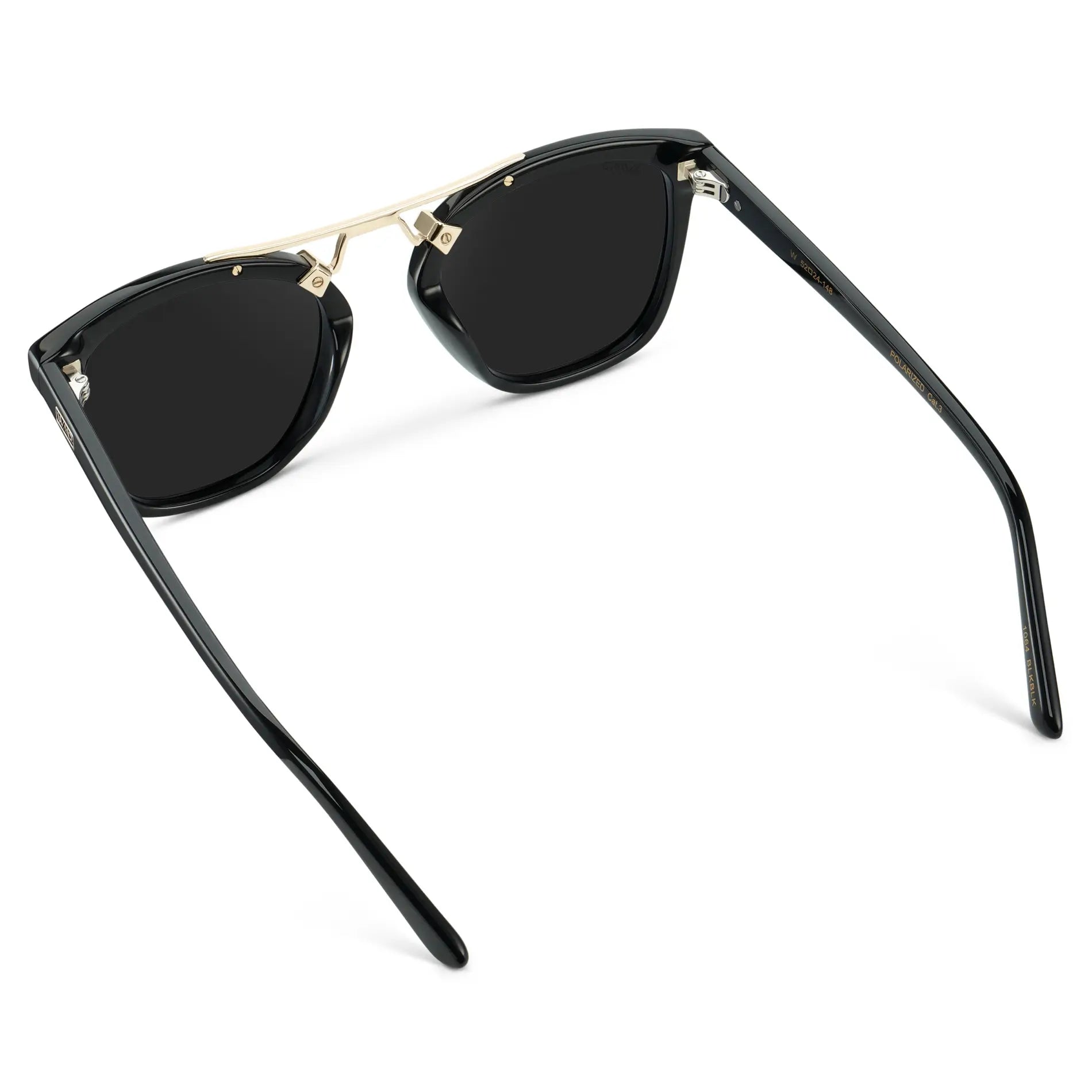 Black / Black Lens || Women's Trendy Black Frame Sunglasses, Gold Metal Accents and Black Polarized Lens