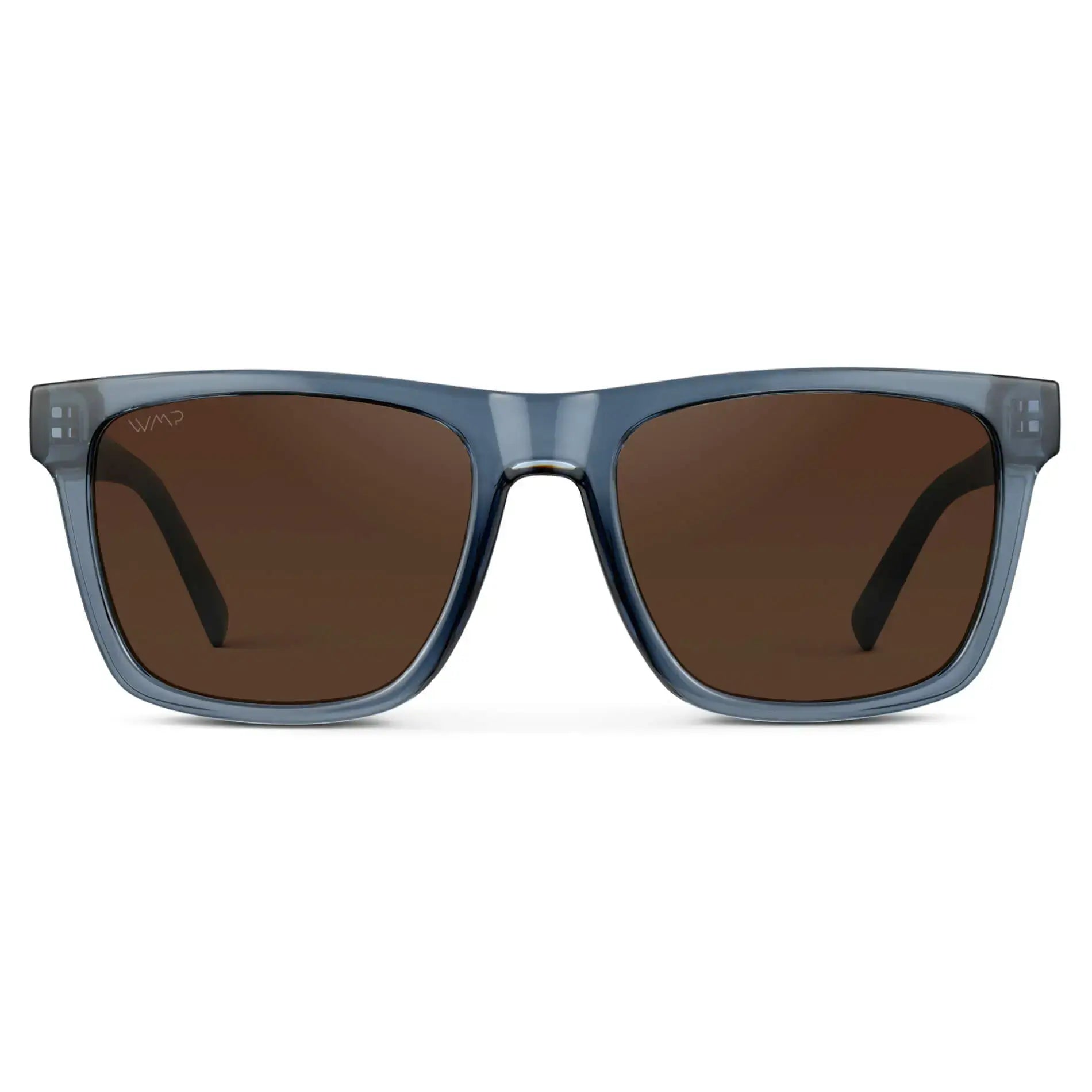 Crystal Indigo Blue / Dark Brown Lens || Men's Indigo Blue Square Polarized Sunglasses with Dark Brown Lenses