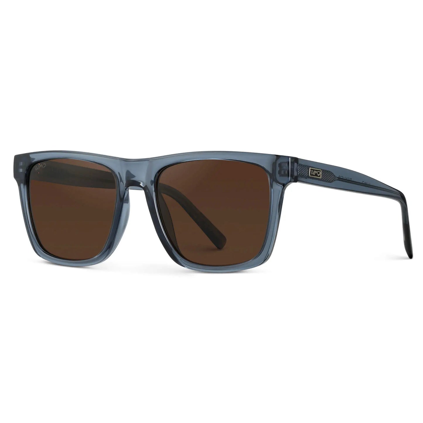 Crystal Indigo Blue / Dark Brown Lens || Men's Indigo Blue Square Polarized Sunglasses with Dark Brown Lenses