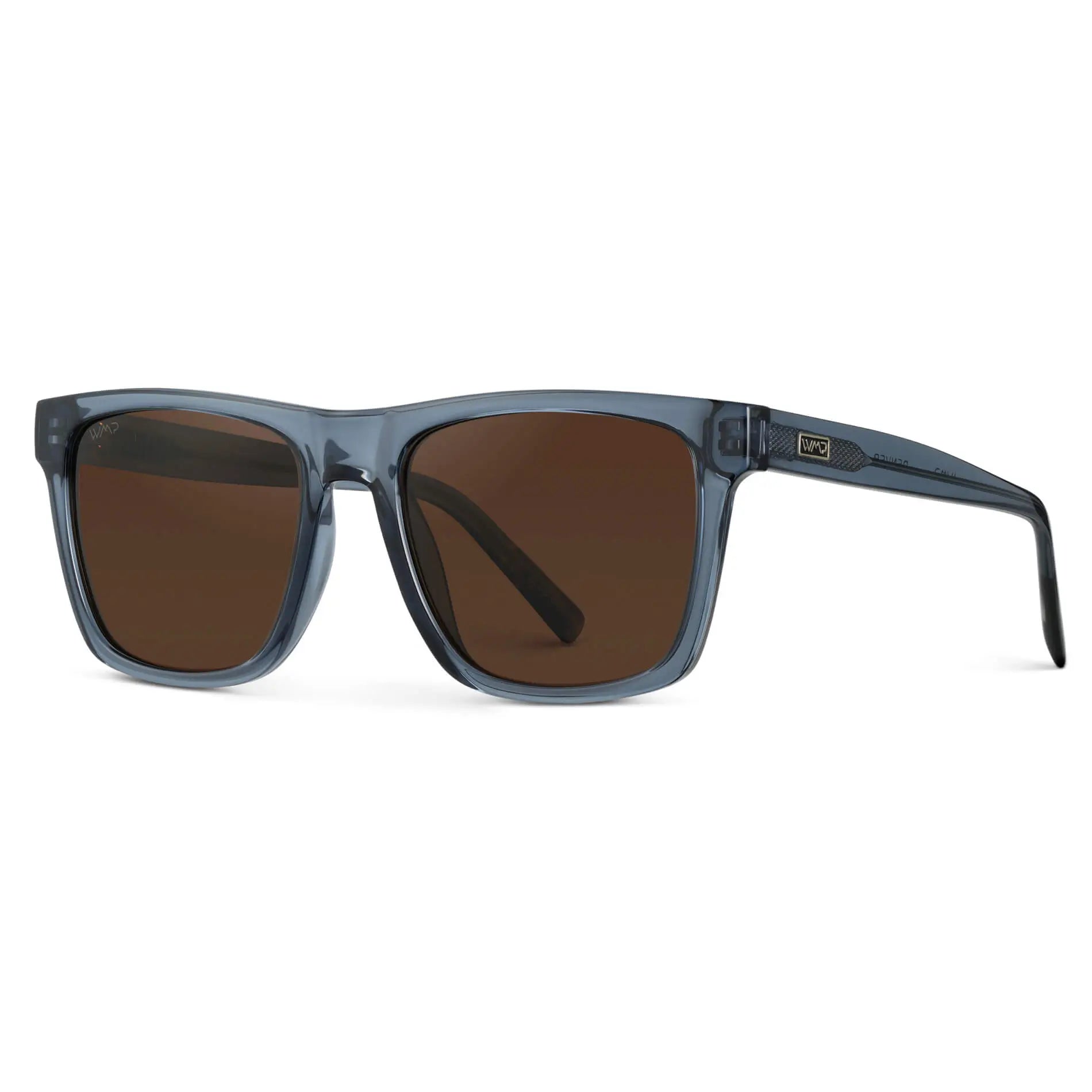 Crystal Indigo Blue / Dark Brown Lens || Men's Indigo Blue Square Polarized Sunglasses with Dark Brown Lenses