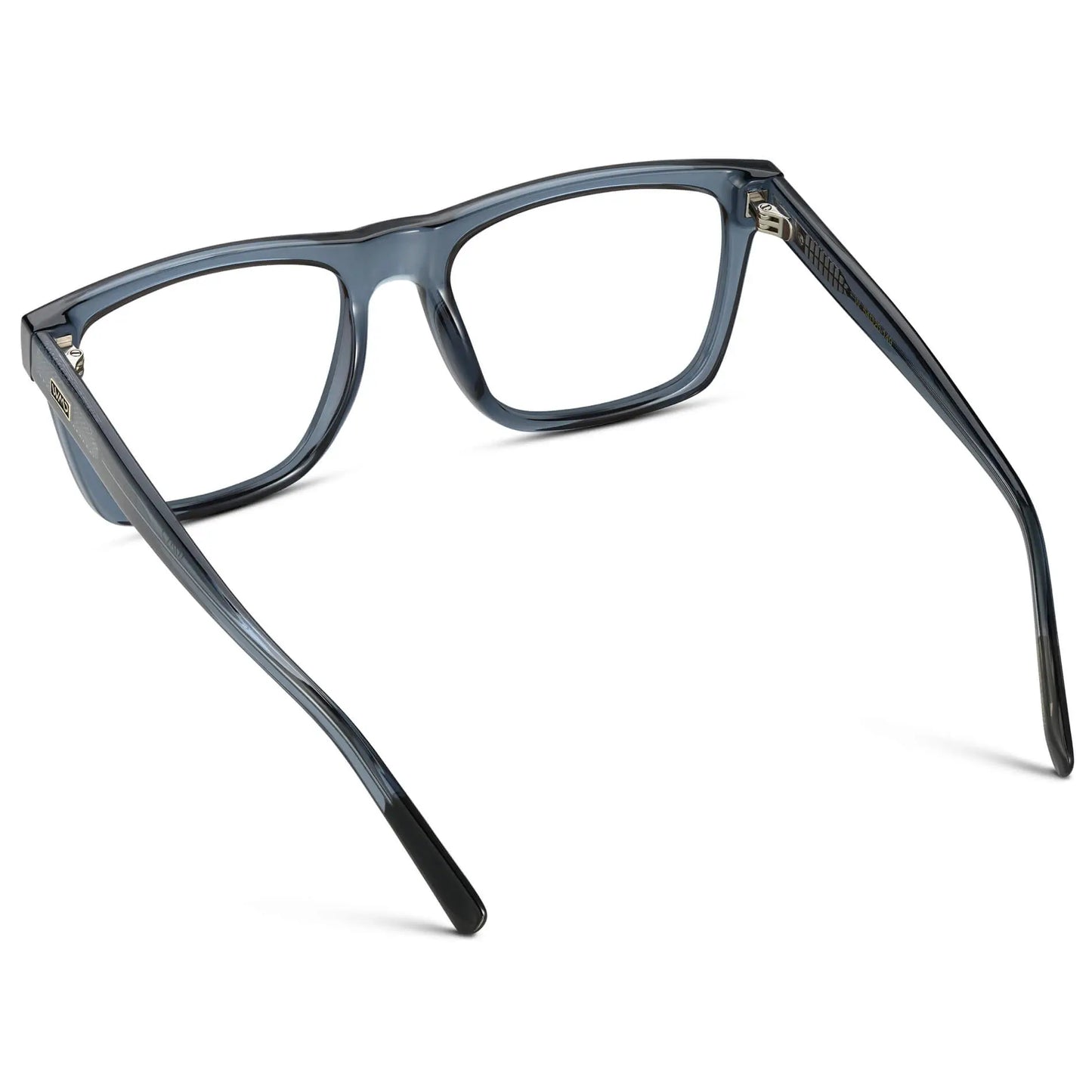 Crystal Indigo Blue || Back view of Men's Square Eyeglasses with Crystal Indigo Blue Frame and Clear Prescription Lenses on a white background