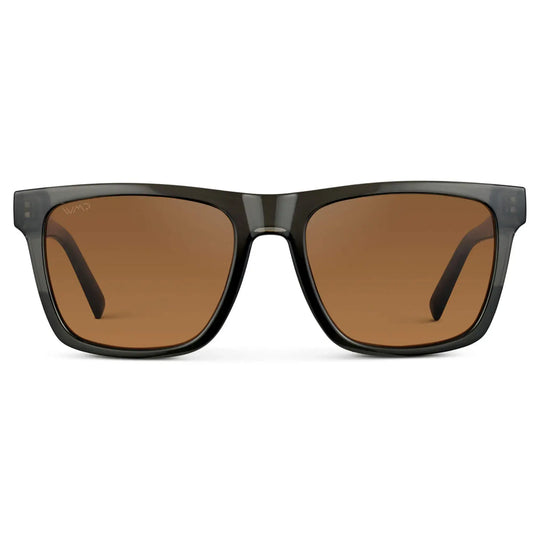 Crystal Carbon Grey / Terracotta Lens || Men's Grey Square Polarized Sunglasses with Terracotta Lenses