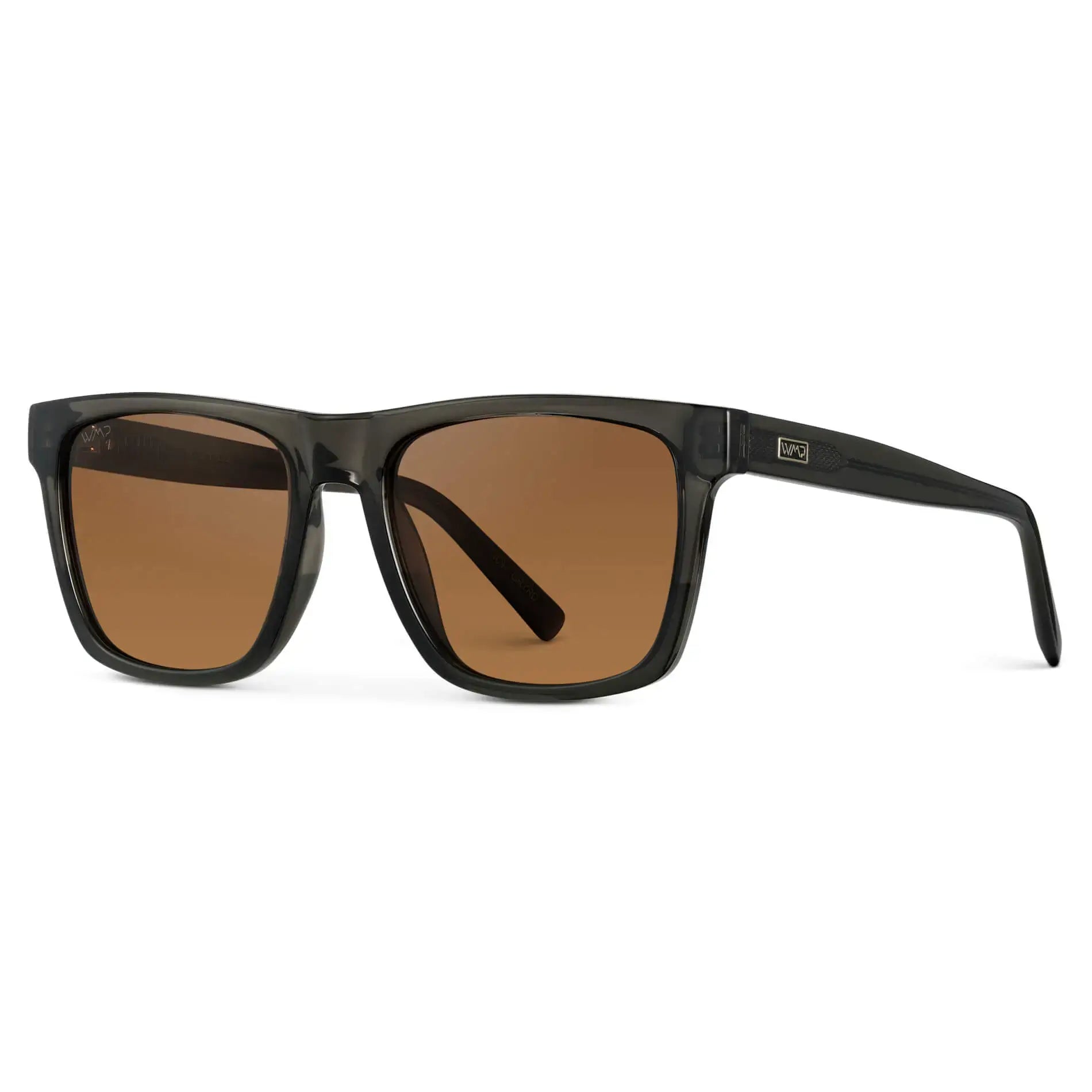 Crystal Carbon Grey / Terracotta Lens || Men's Grey Square Polarized Sunglasses with Terracotta Lenses