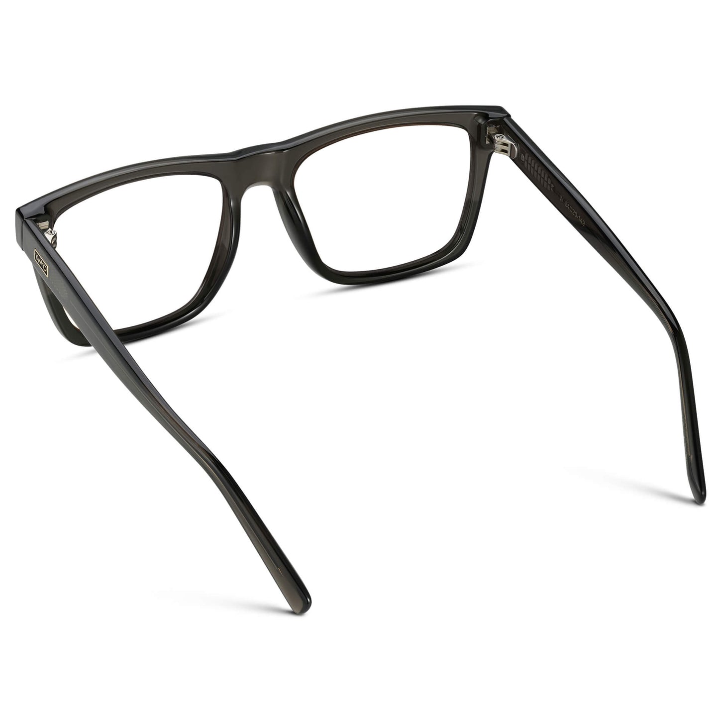 Crystal Carbon Grey || Square Frame Glasses with Clear Prescription Lenses.