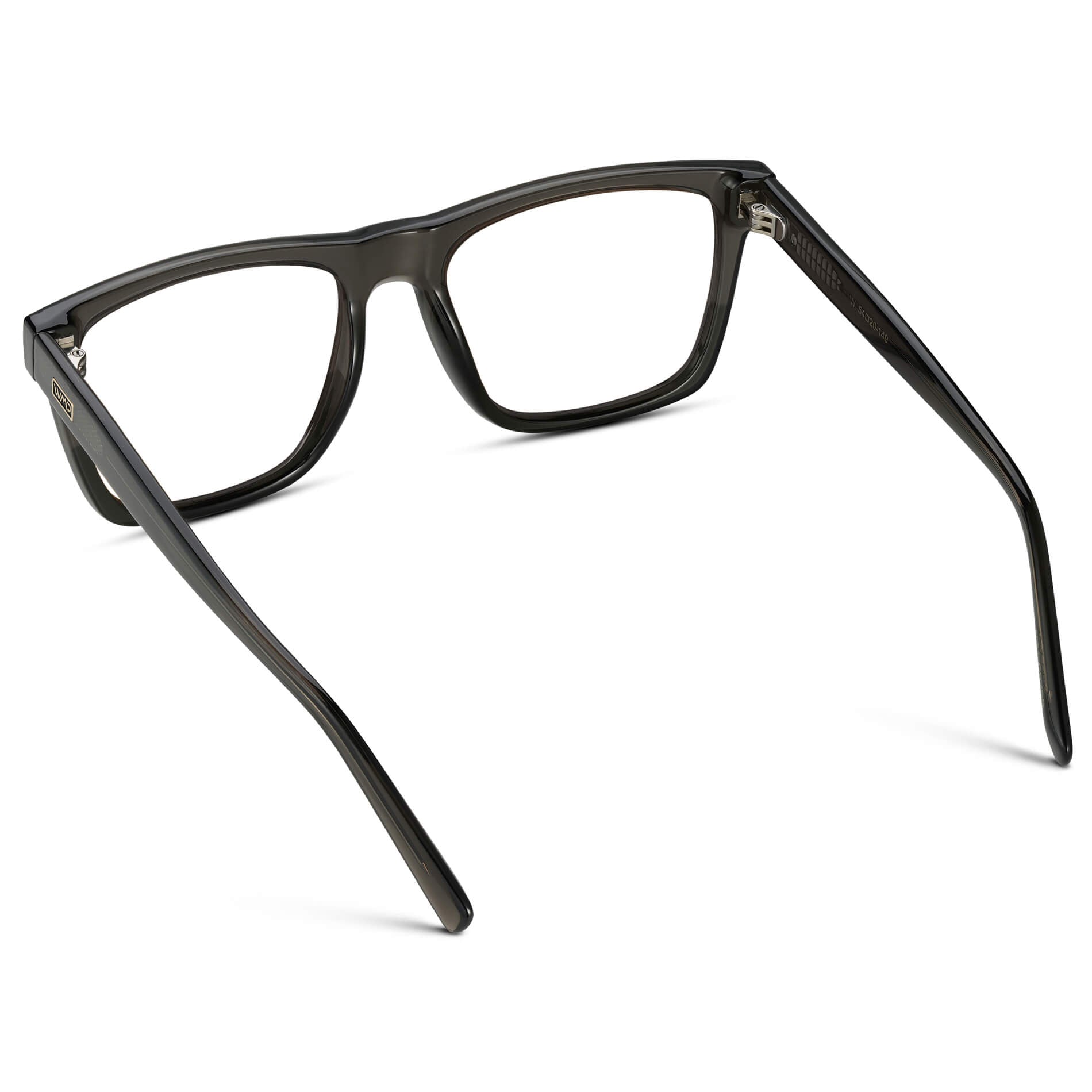 Crystal Carbon Grey || Square Frame Glasses with Clear Prescription Lenses.
