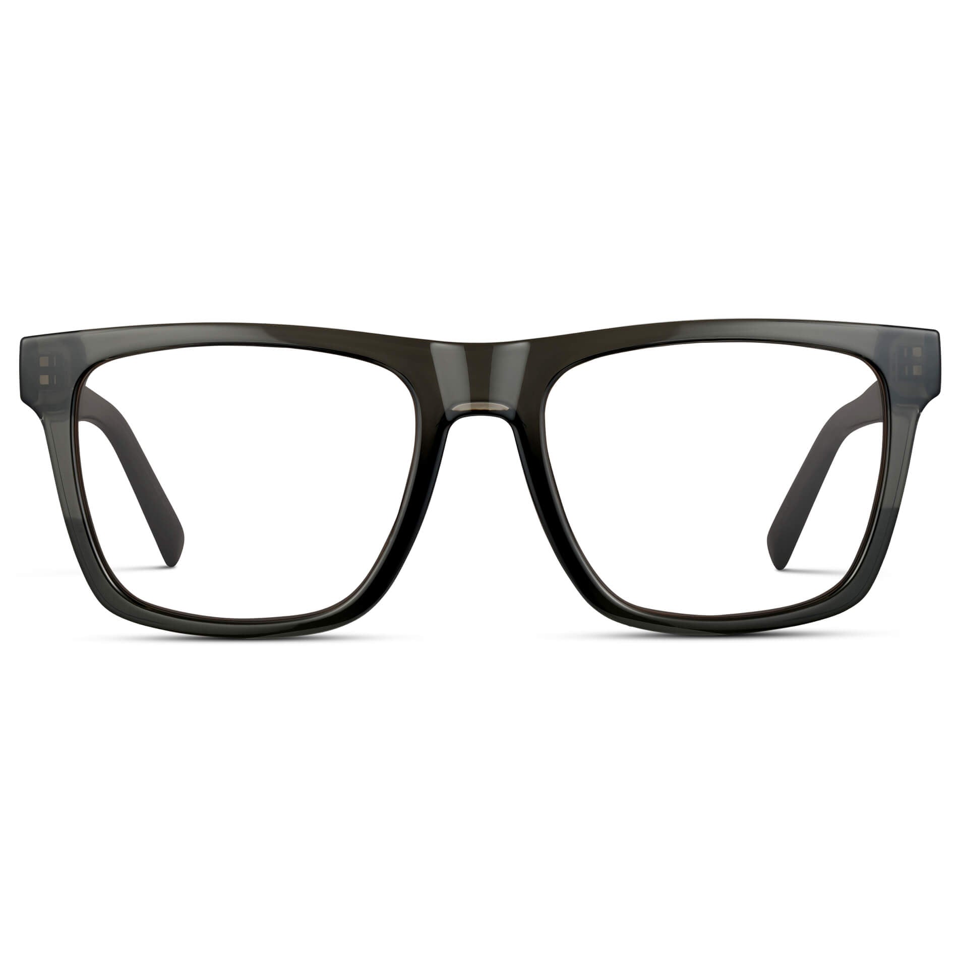 Crystal Carbon Grey || Square Frame Glasses with Clear Prescription Lenses.