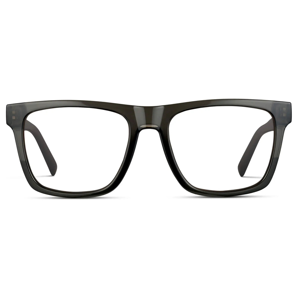 Crystal Carbon Grey || Men's Square Eyeglasses with Grey Frame and Clear Prescription Lenses on a white background