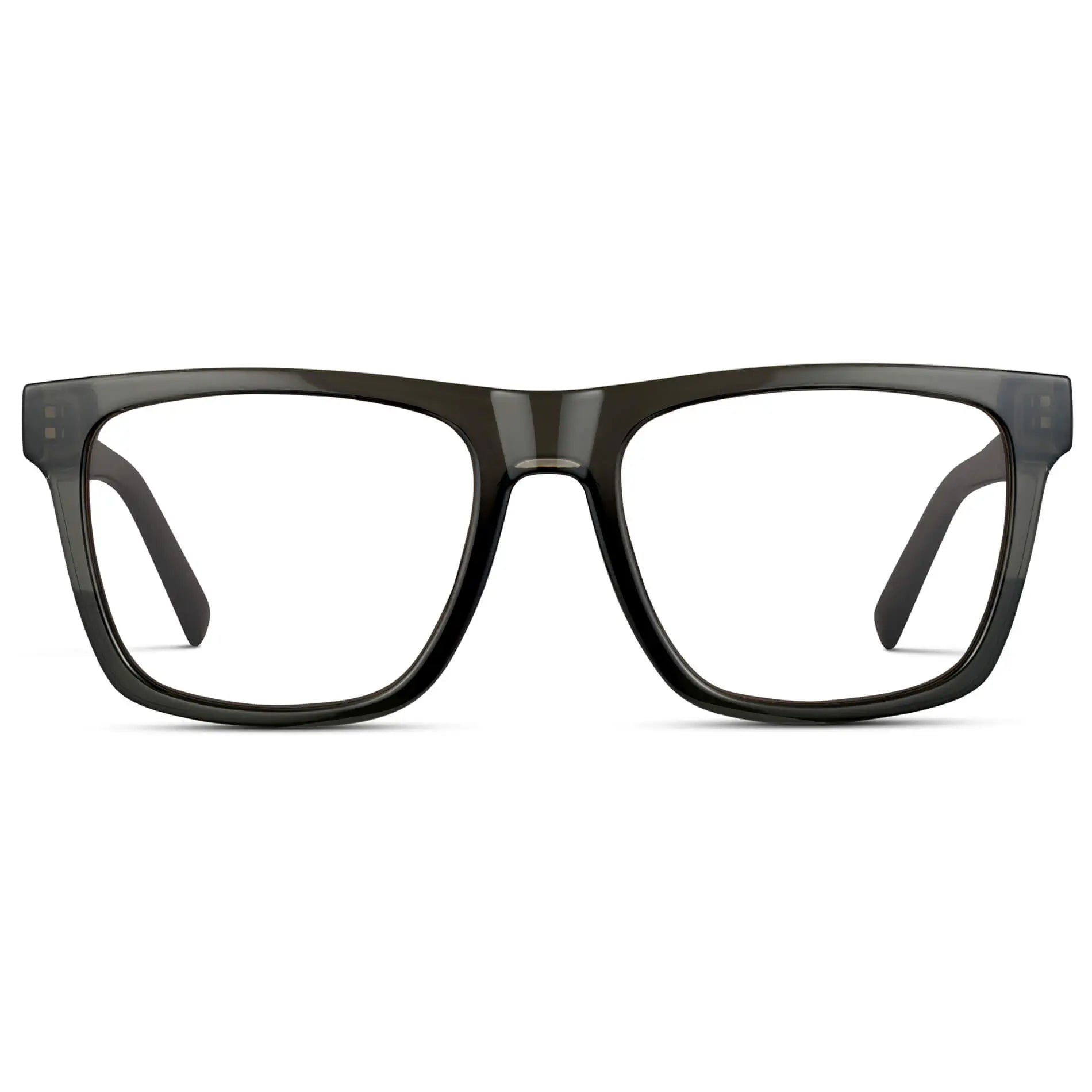 Crystal Carbon Grey || Men's Square Eyeglasses with Grey Frame and Clear Prescription Lenses on a white background