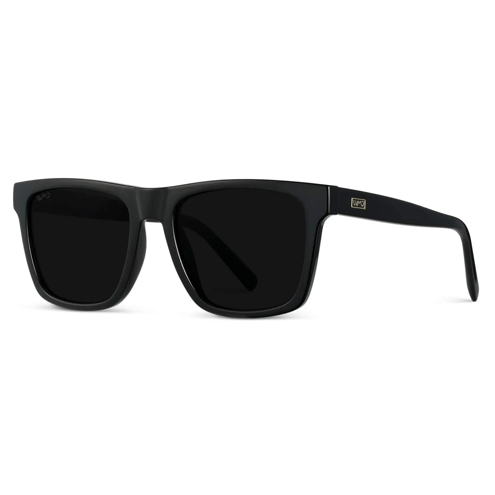 Black / Triple Black Lens || Men's Black Square Polarized Sunglasses with Triple Black Lenses