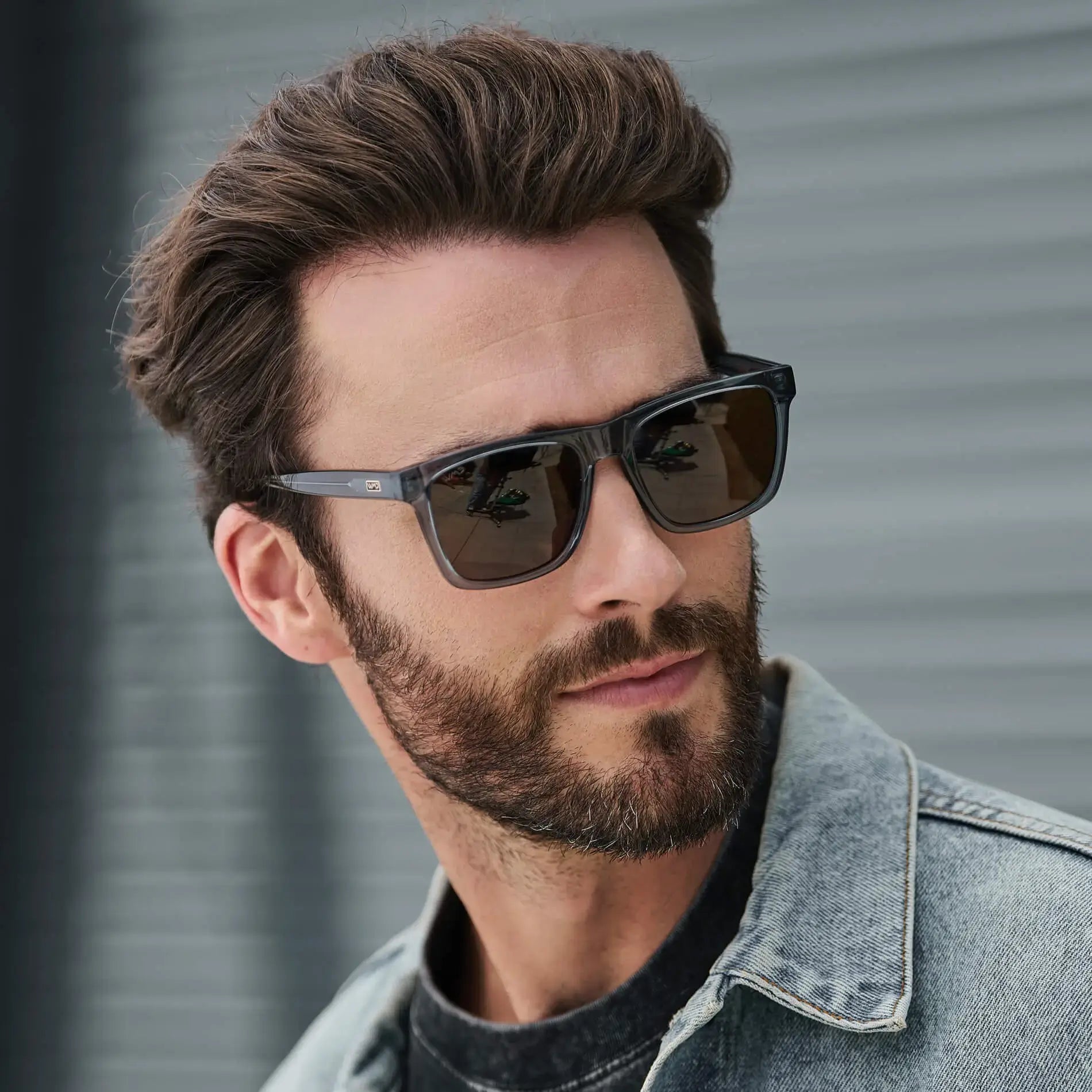 Crystal Indigo Blue / Dark Brown Lens || Men's Indigo Blue Square Polarized Sunglasses with Dark Brown Lenses