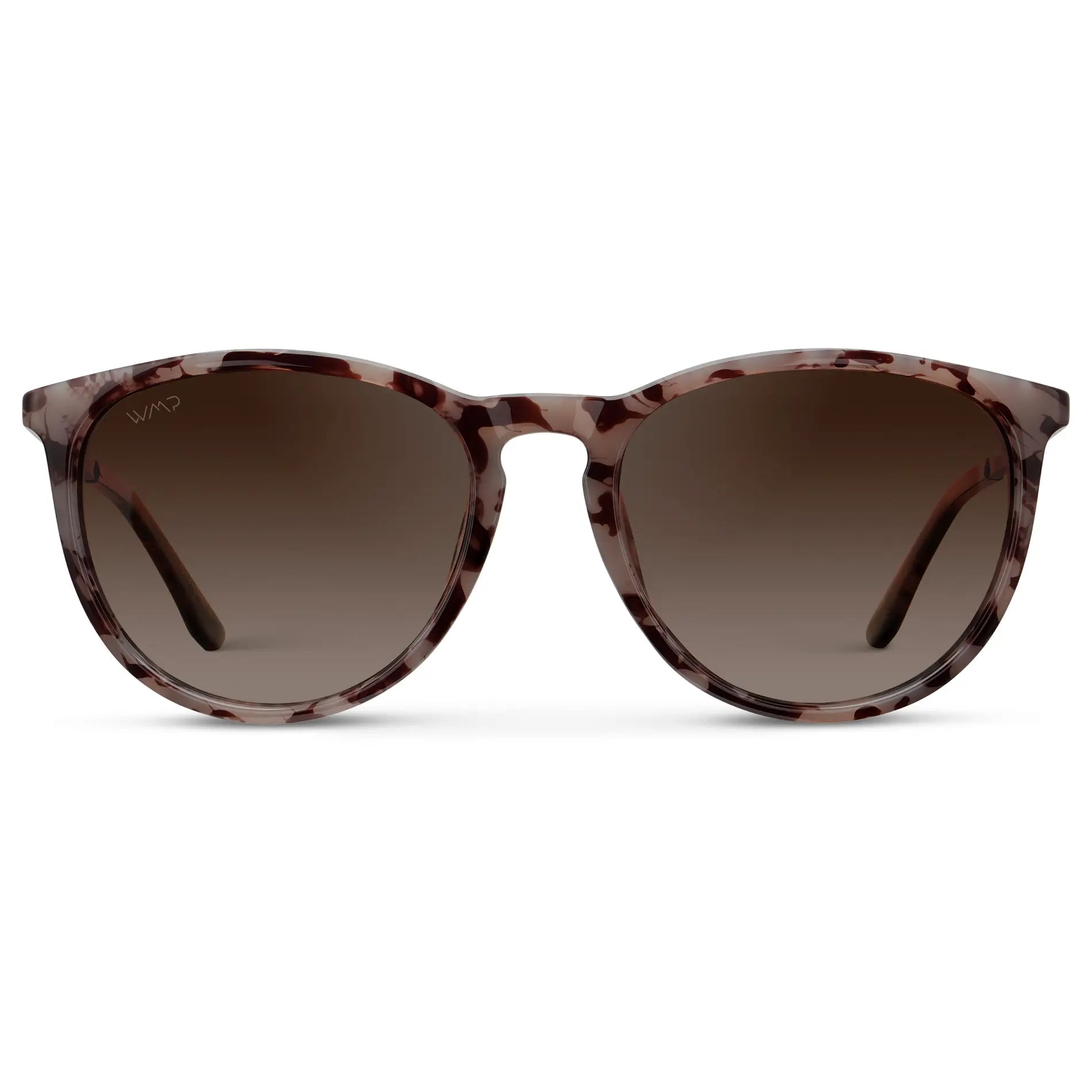 Blush Pink Tortoise / Brown Gradient Lens || Classic Round Frame Sunglasses with Pink Tortoise Frame and Brown Gradient Polarized Lenses