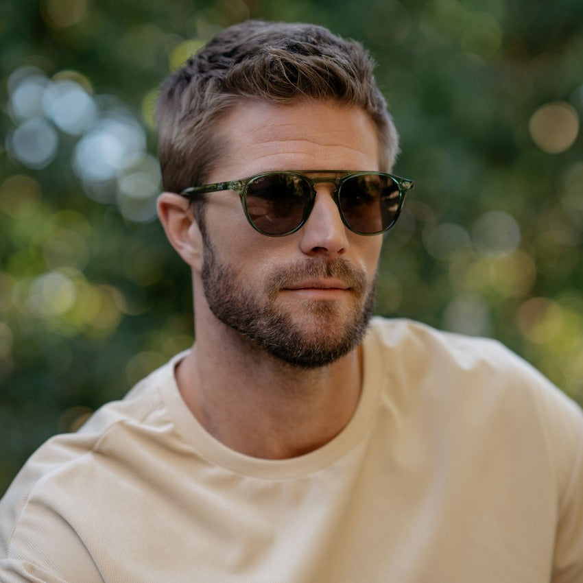 Emerald Green / Brown Lens || Green Round Frame Sunglasses with Brown Polarized Lenses