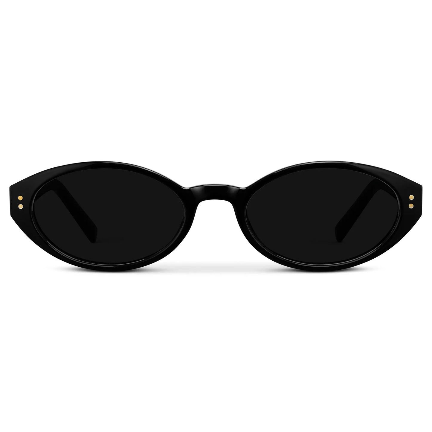 Black / Triple Black Lens || Women's Elongated Oval Sunglasses with Black Frame and Black Lens on a white background