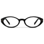Black || Women's Elongated Oval Prescription Eyeglasses with Black Frame and Clear Lens on a white background