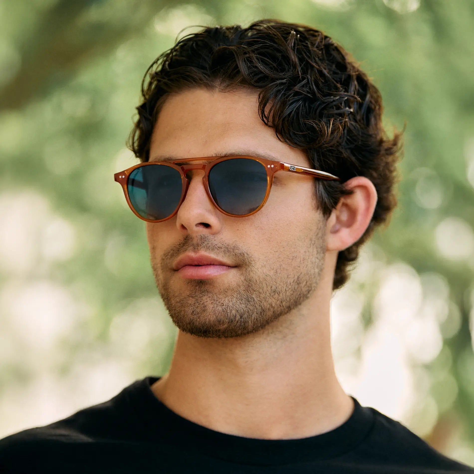 Desert Orange / Gradient Blue Lens || Orange Round Frame Sunglasses with Blue Polarized Lenses