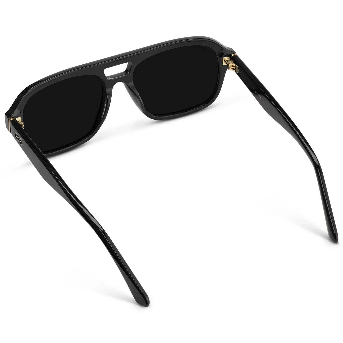Black / Triple Black Lens || Women's Double Bridge Oversized Aviator Sunglasses with Black Acetate Frame and Triple Black Polarized Lens