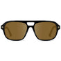 Black / Amber || Women's Double Bridge Oversized Aviator Prescription Sunglasses with Black Acetate Frame and Amber Lens on a white background 