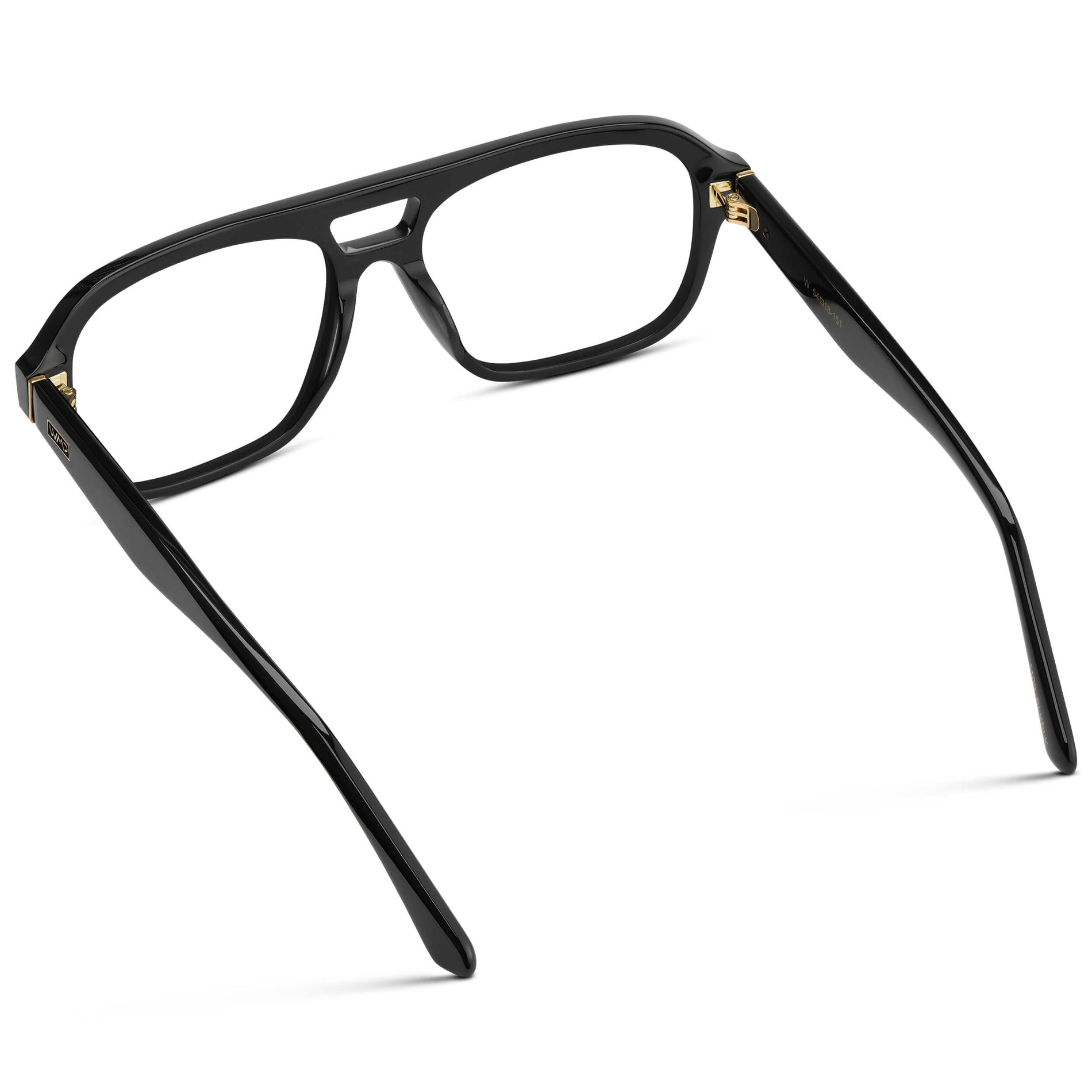 Black || Women's Double Bridge Oversized Aviator Eyeglasses with Black Acetate Frame and Clear Prescription Lens