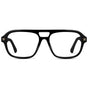 Black || Women's Double Bridge Oversized Aviator Eyeglasses with Black Acetate Frame and Clear Prescription Lens on a white background