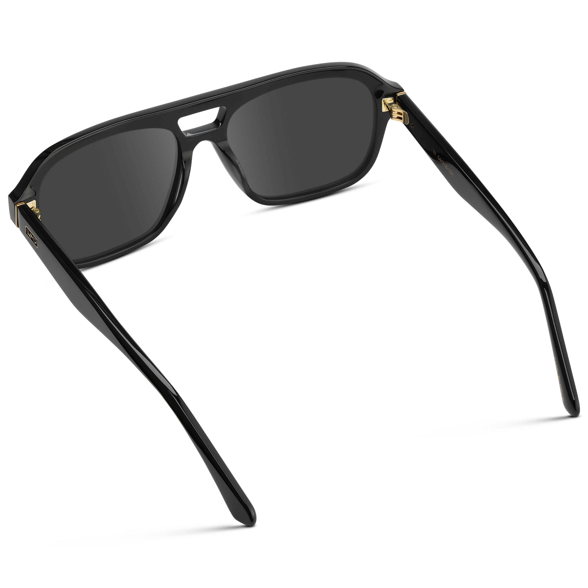 Black / Grey || Women's Double Bridge Oversized Aviator Prescription Sunglasses with Black Acetate Frame and Grey Lens