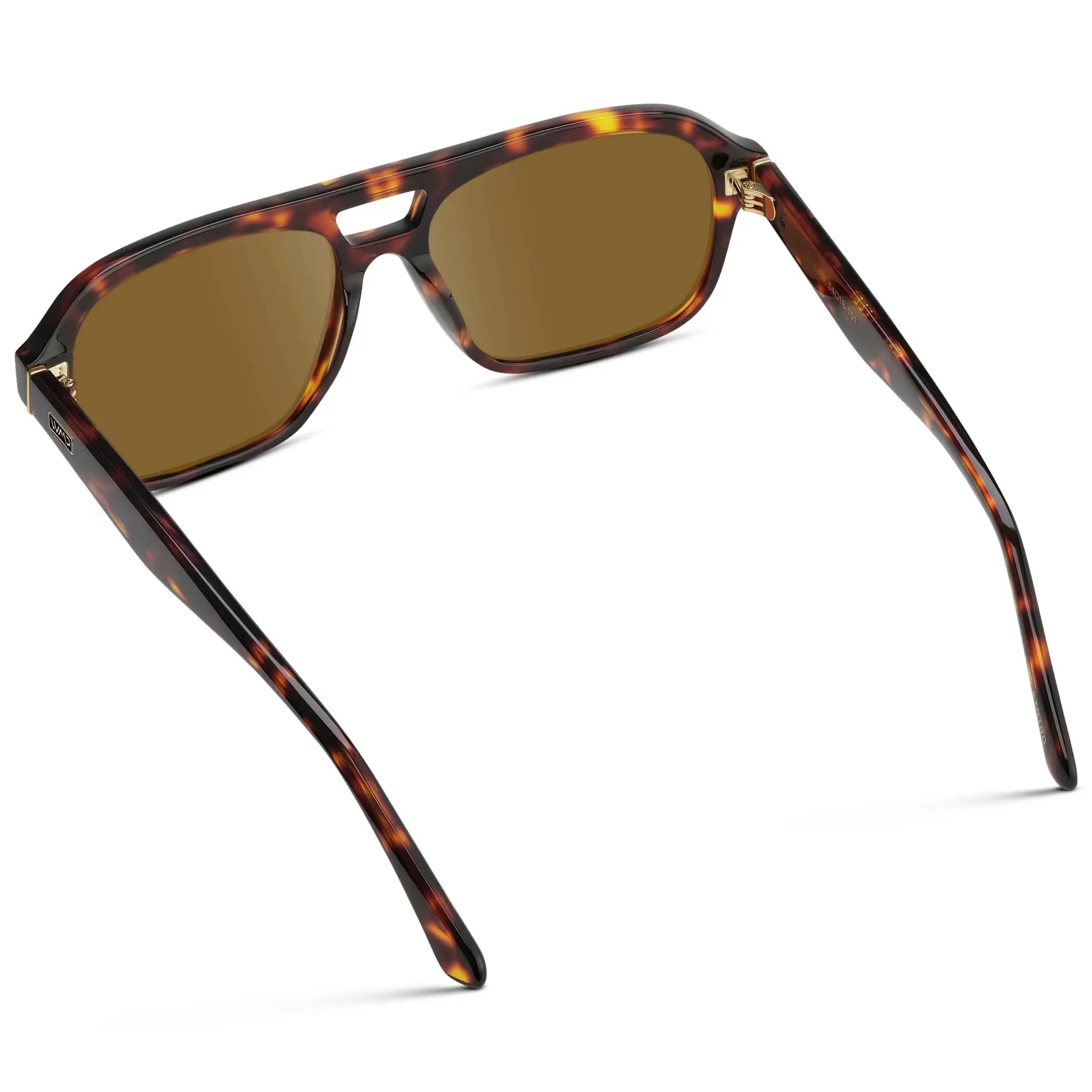 Ruby Tortoise / Amber || Back view of Women's Double Bridge Oversized Aviator Prescription Sunglasses with Ruby Tortoise Acetate Frame and Amber Lens on a white background