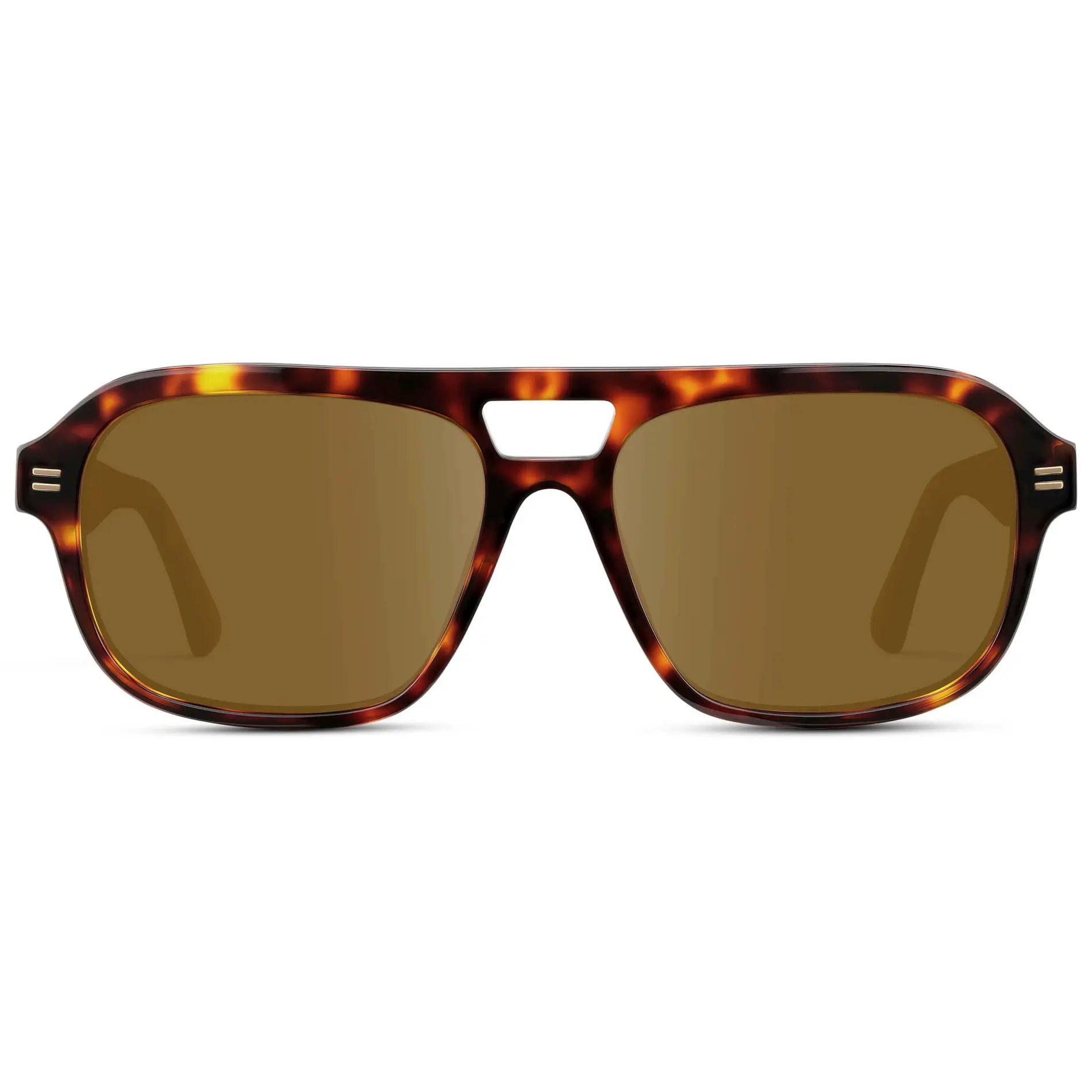 Ruby Tortoise / Amber || Women's Double Bridge Oversized Aviator Prescription Sunglasses with Ruby Tortoise Acetate Frame and Amber Lens on a white background