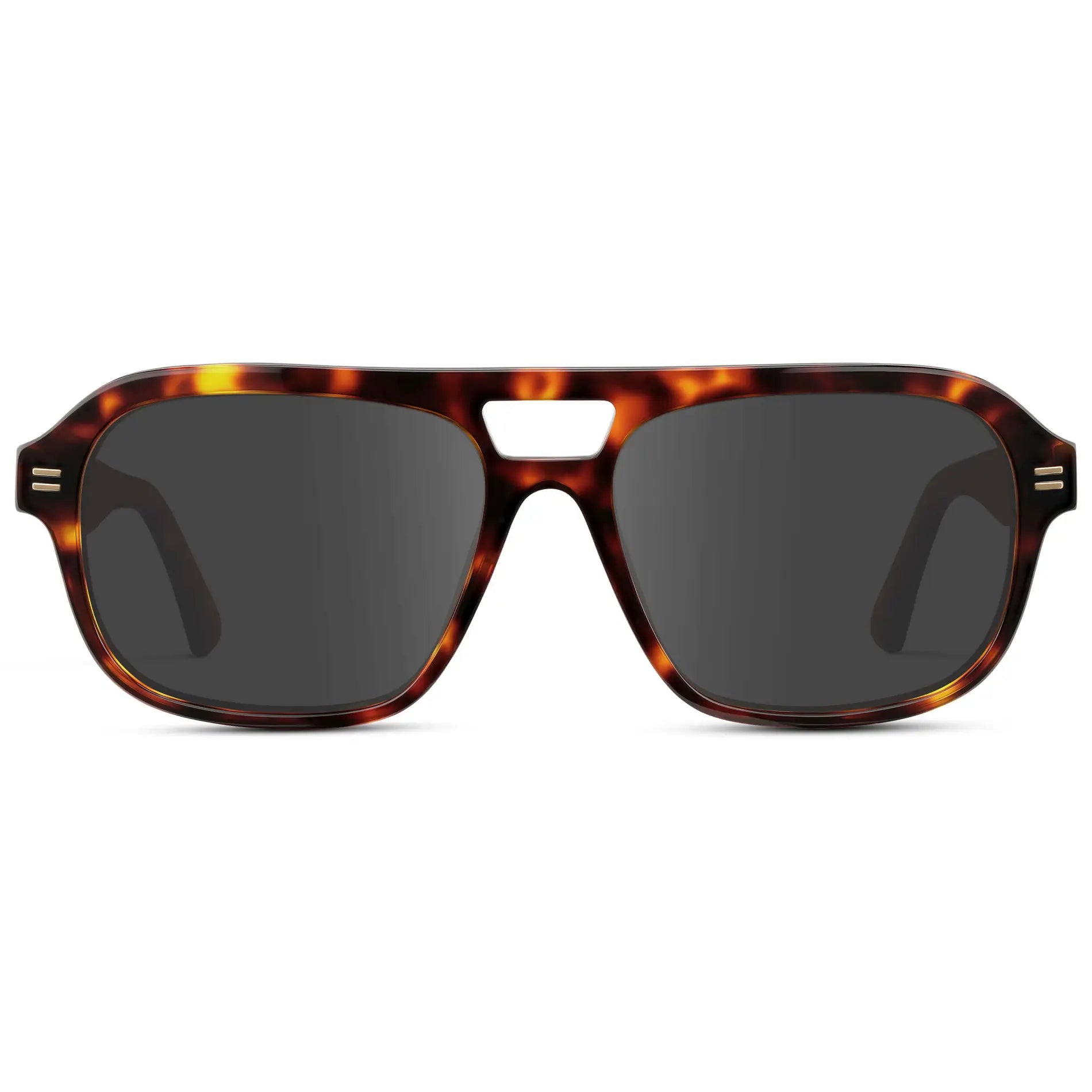 Ruby Tortoise / Grey || Women's Double Bridge Oversized Aviator Prescription Sunglasses with Ruby Tortoise Acetate Frame and Grey Lens on a white background
