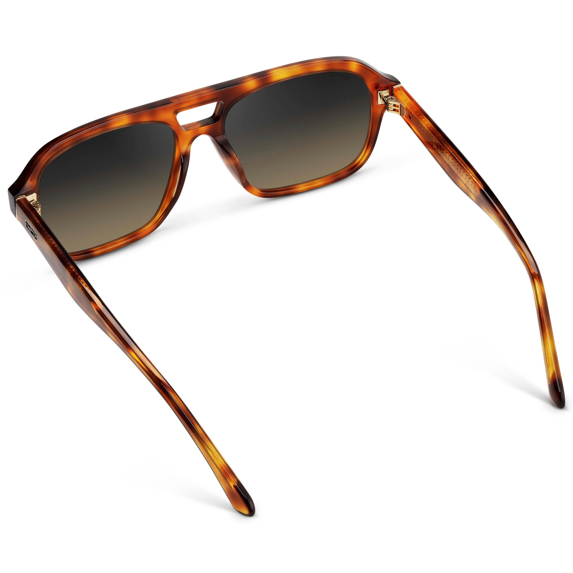 Saddlewood Tortoise / Grey Brown Gradient Lens || Women's Double Bridge Oversized Aviator Sunglasses with Saddlewood Tortoise Acetate Frame and Grey Brown Gradient Polarized Lens