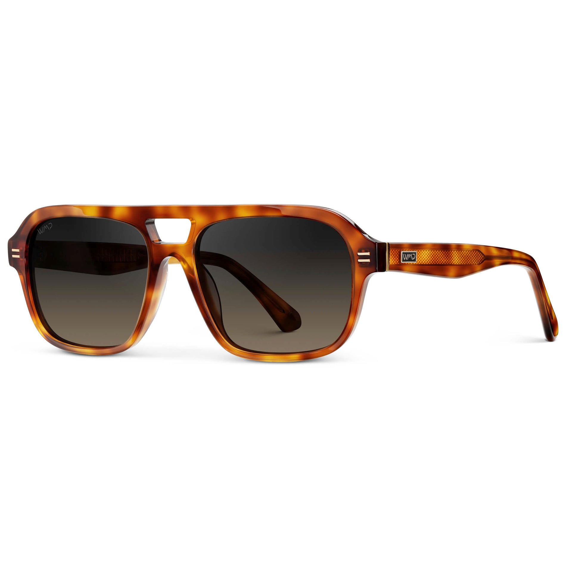 Saddlewood Tortoise / Grey Brown Gradient Lens || Women's Double Bridge Oversized Aviator Sunglasses with Saddlewood Tortoise Acetate Frame and Grey Brown Gradient Polarized Lens