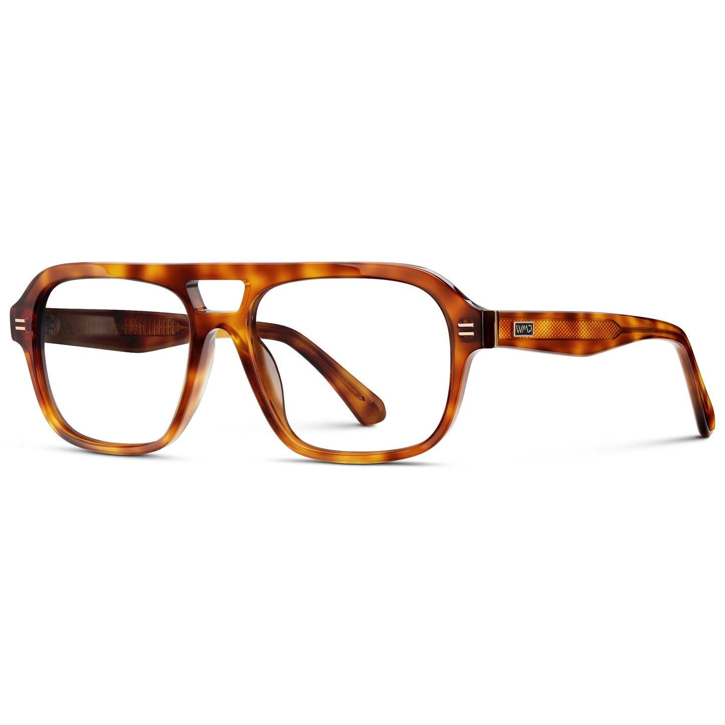 Saddlewood Tortoise || Women's Double Bridge Oversized Aviator Eyeglasses with Saddlewood Tortoise Acetate Frame and Clear Prescription Lens