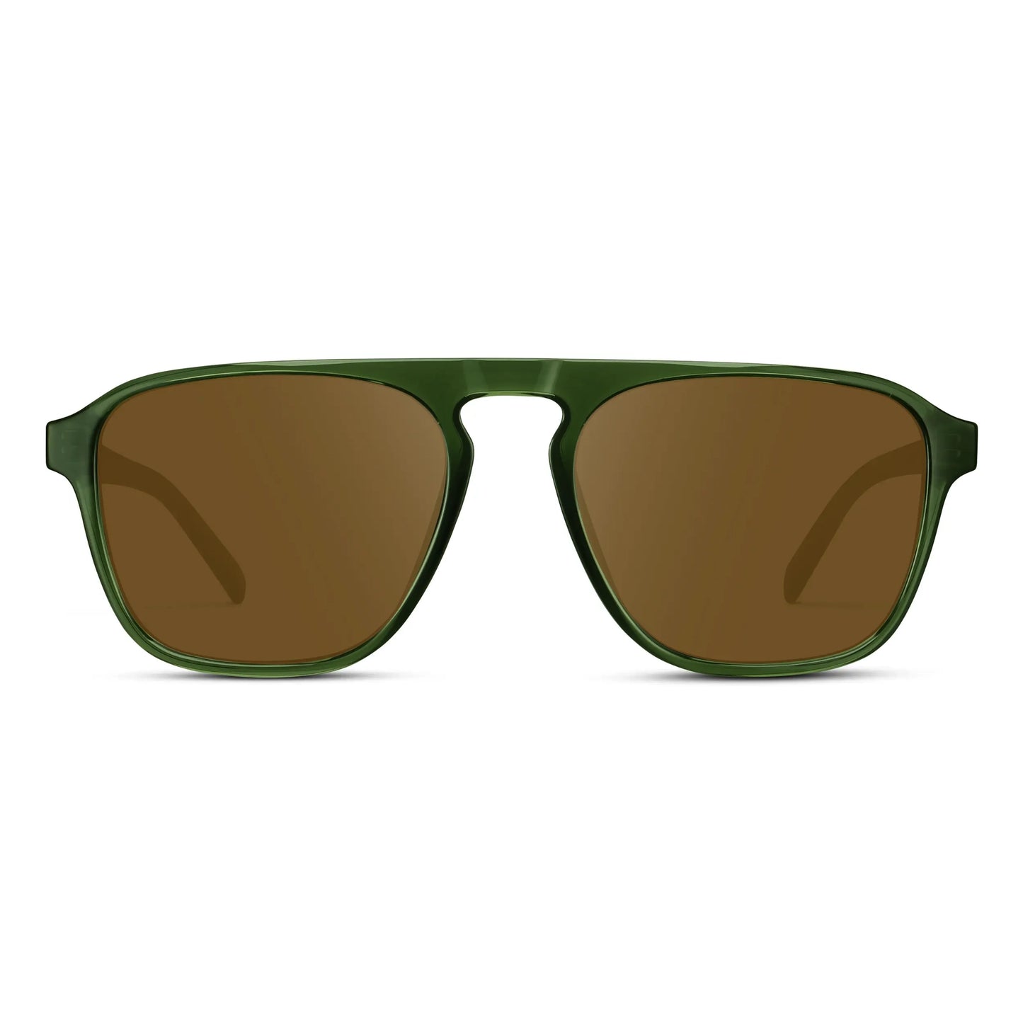 Jade Green / Amber Lens || Green Single Bridge Aviator Prescription Sunglasses with Brown Lenses