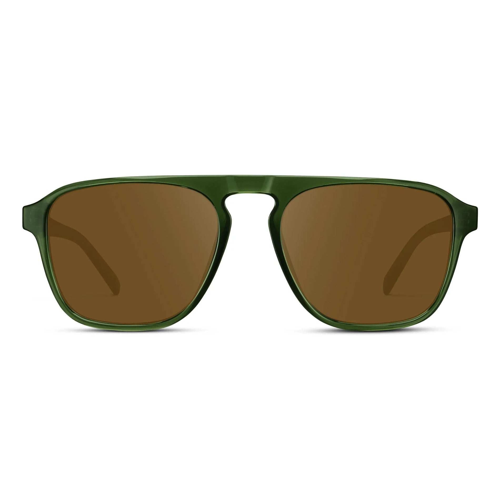Jade Green / Amber Lens || Green Single Bridge Aviator Prescription Sunglasses with Brown Lenses