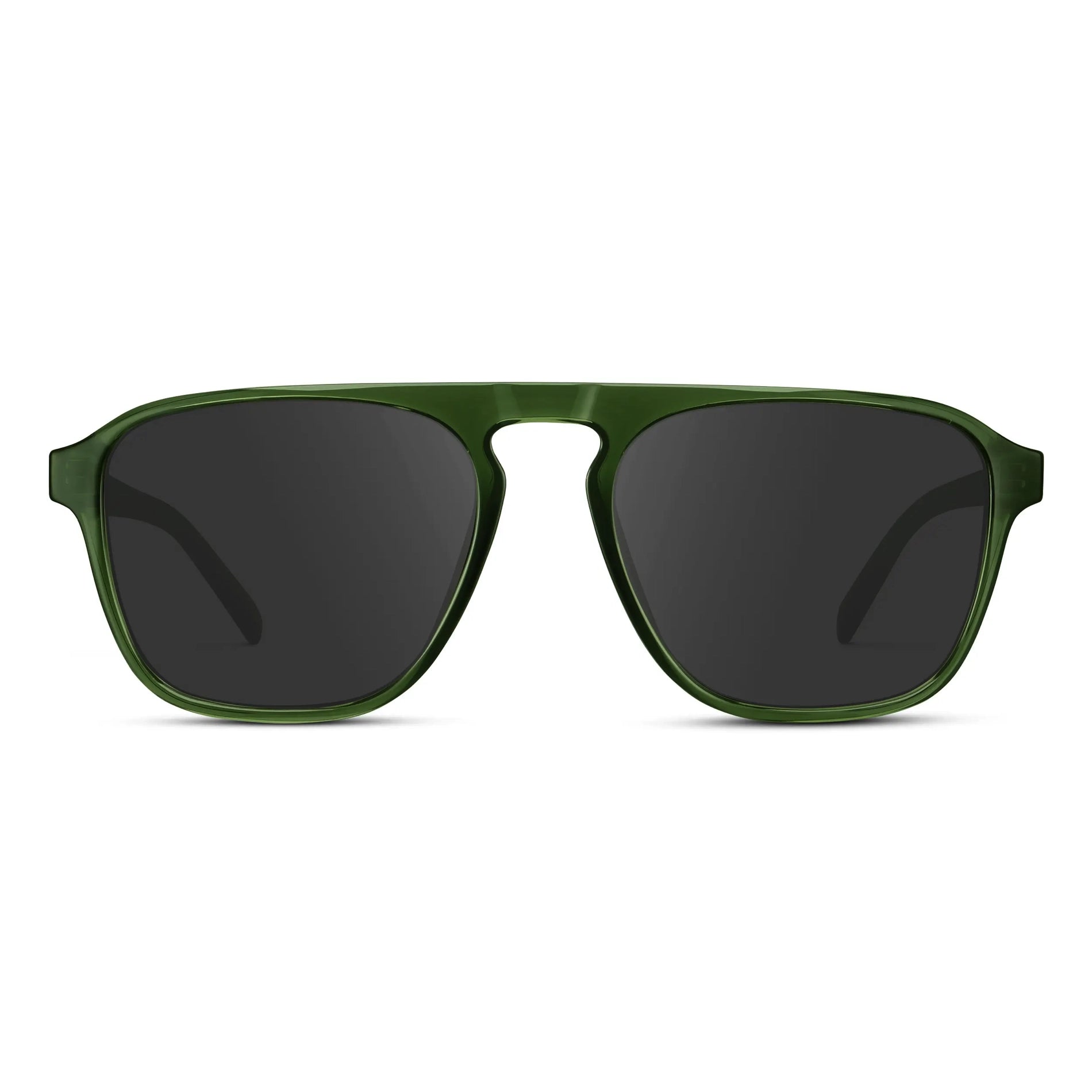 Jade Green / Grey Lens || Green Single Bridge Aviator Prescription Sunglasses with Grey Lenses